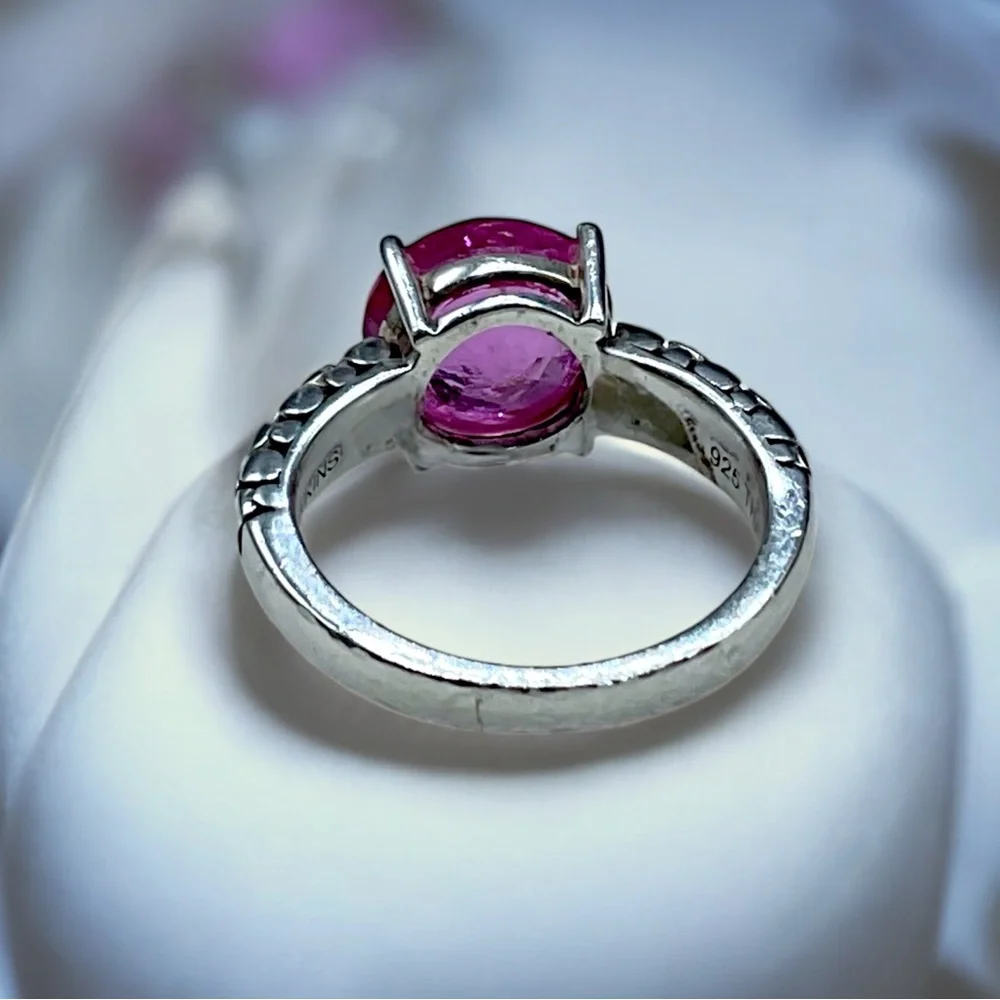 🌺Michael Dawkins Sterling & Pink Sapphire Ring - Picture 5 of 11